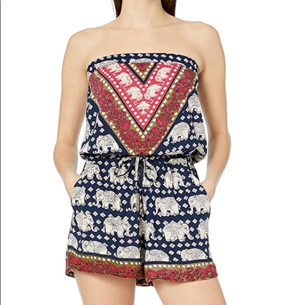 Angie Strapless Patterned Romper